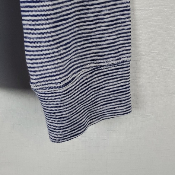 Crosby & Howard long sleeve men's blue and white striped button henley size Lg - Picture 3 of 8
